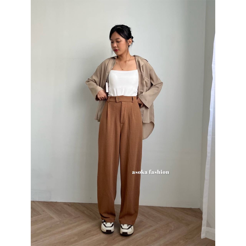 ASOKA Violyn Pants 2122 - Celana Kulot Waffle - Celana Casual Wanita