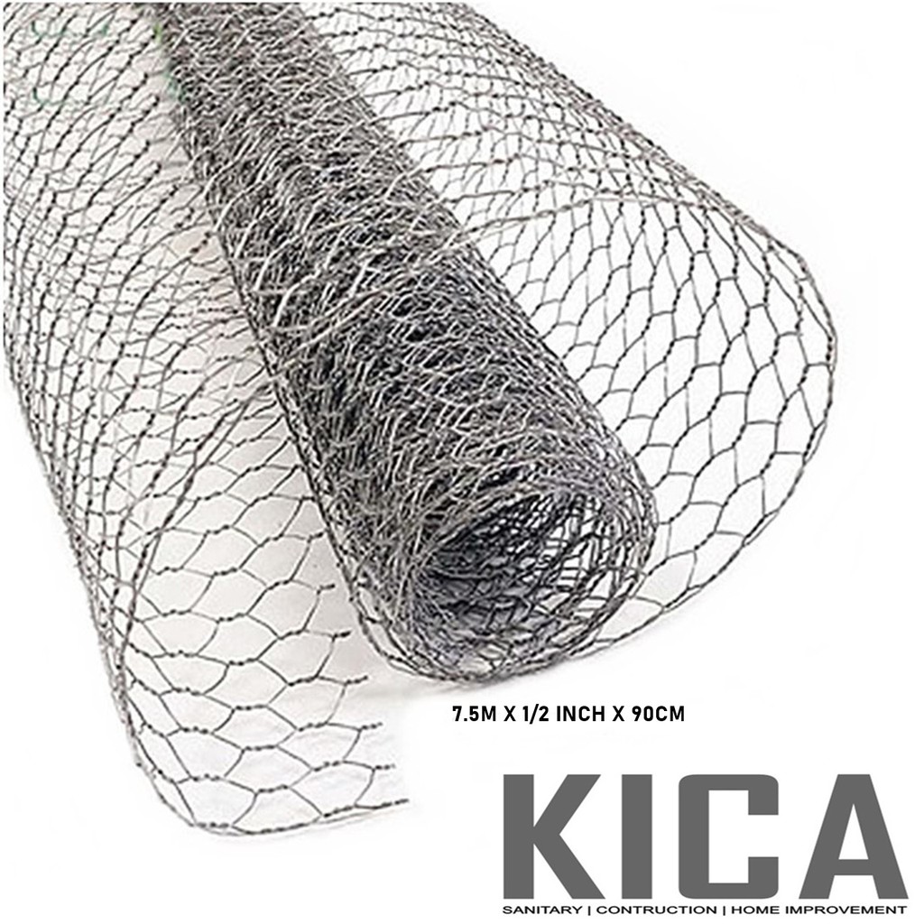 KAWAT AYAM ROLL ROLLAN / CHICKEN WIRE MESH / KAWAT GALVANIZED PANJANG 7.5M