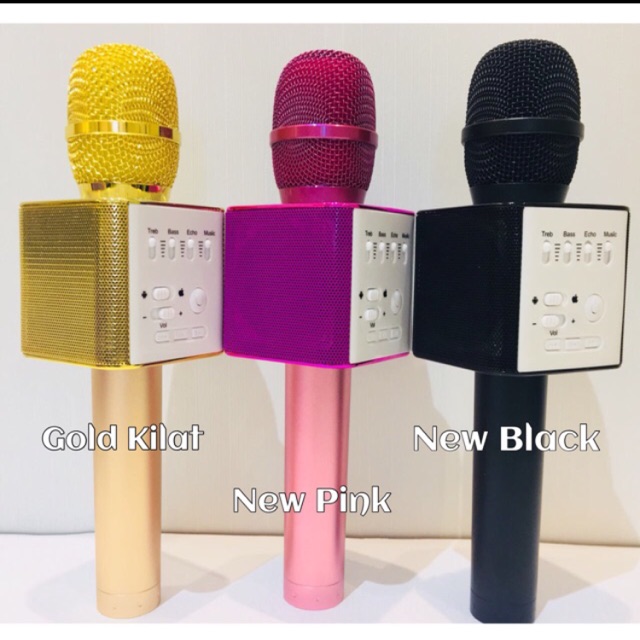 Mic Wireless Bluetooth Karoke LED RGB Microphone Speaker Q9 - Gold