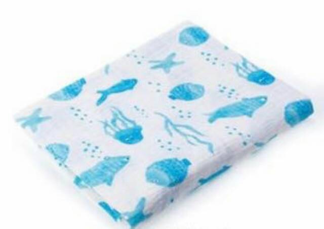 Bedong Muslin Swaddle (cotton) Blue Seaworld