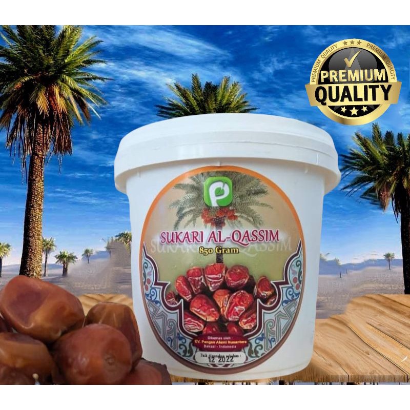 

Kurma Sukari Ember 850gr Al Qossim Premium Grade A/Kurma Raja/Ruthob/ Basah Kurma