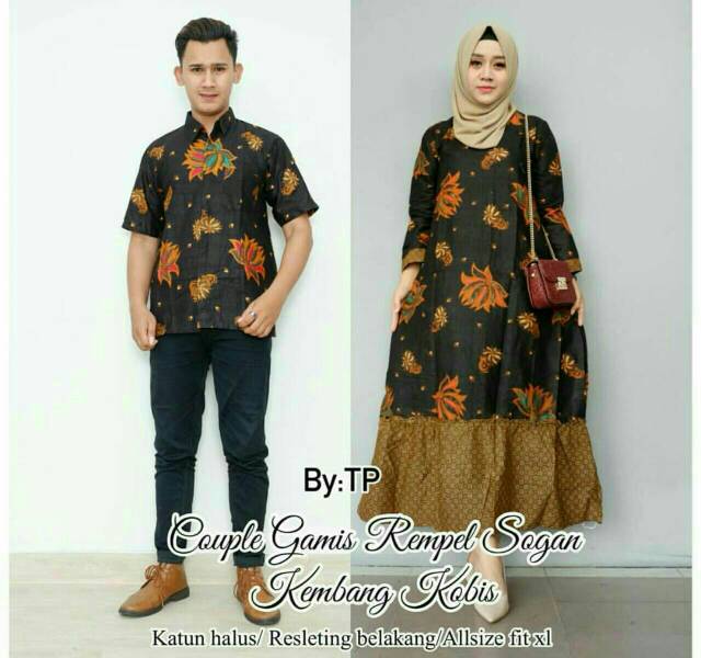 Couple Maura Ruffle Batik Couple gamis Ndoro Jowi DNT