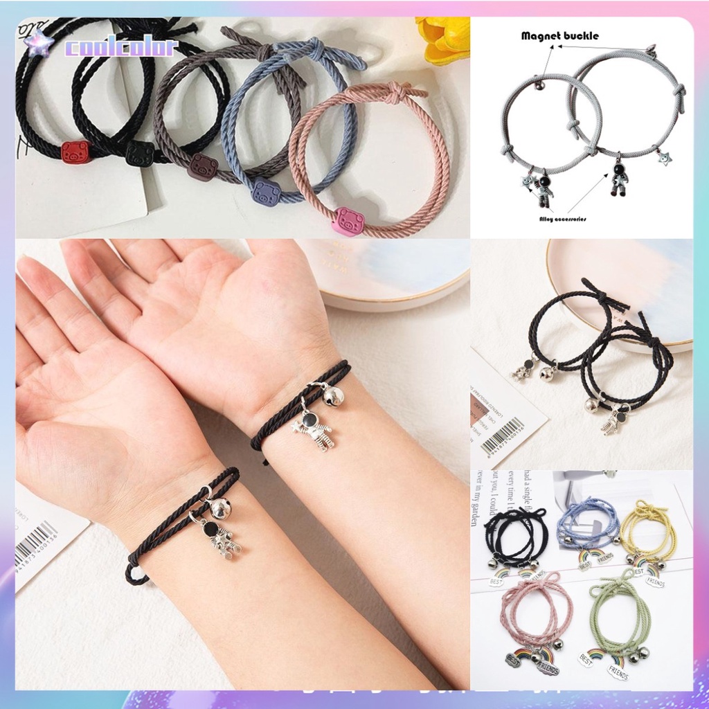 【Ready stock&amp;COD】1pasang / 2 pcs Gelang Couple gelang couple magnet love Tali Karet Desain Astronot Untuk Unisex best friend fashion murah lucu