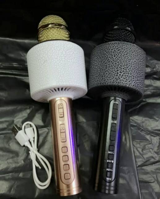 MIC BLUETOOTH FLECO F-07 LEOPARD KARAOKE WIRELESS/MICROPHONE KTV PREMIUM SPEAKER PORTABLE LED SMULE