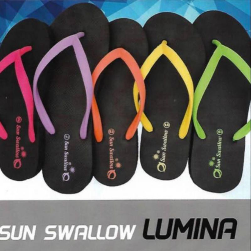 SunSwallow Lumina Premium Sandal Japit Cewek Hitam Sun Swallow Sendal Jepit Swalow Pantai Santai