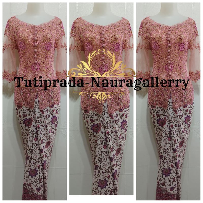 Atasan kebaya payet sabrina tangan 7/8 nude + longtorso