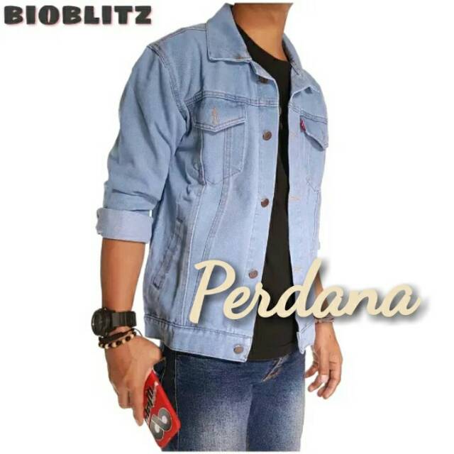 Jaket jeans levis pria warna bahan tebal