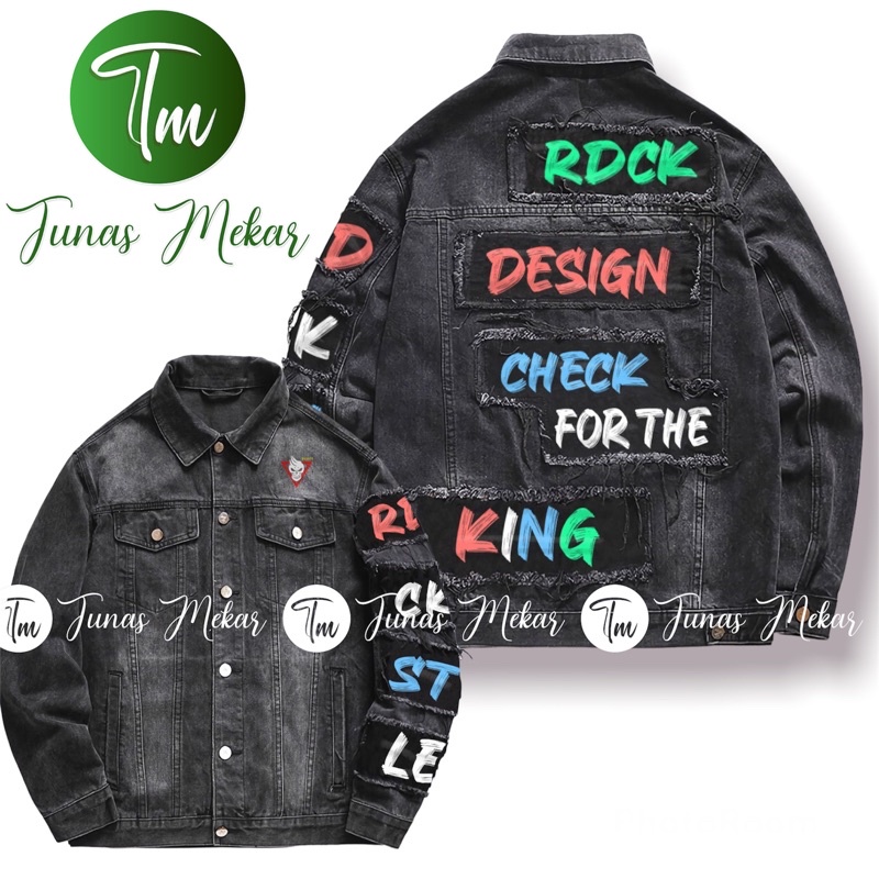 JAKET JEANS HIP HOP / JAKET SOBEK THE RDCK MMH SUPER PREMIUM-Grey full bordir