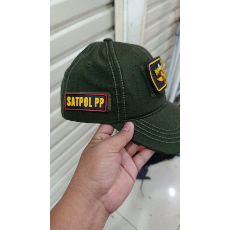 Topi Cream Topi Ijo pol PP satpol pp