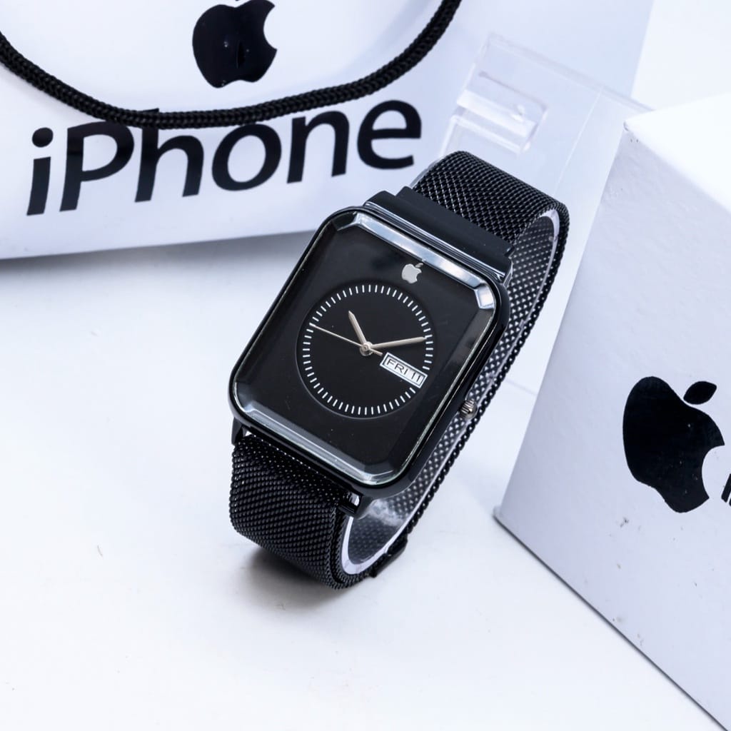 COD Jam Tangan Wanita Apple Rantai Pasir Magnet Free Paperbag Body Segi Tanggal Aktif Box Exclusive
