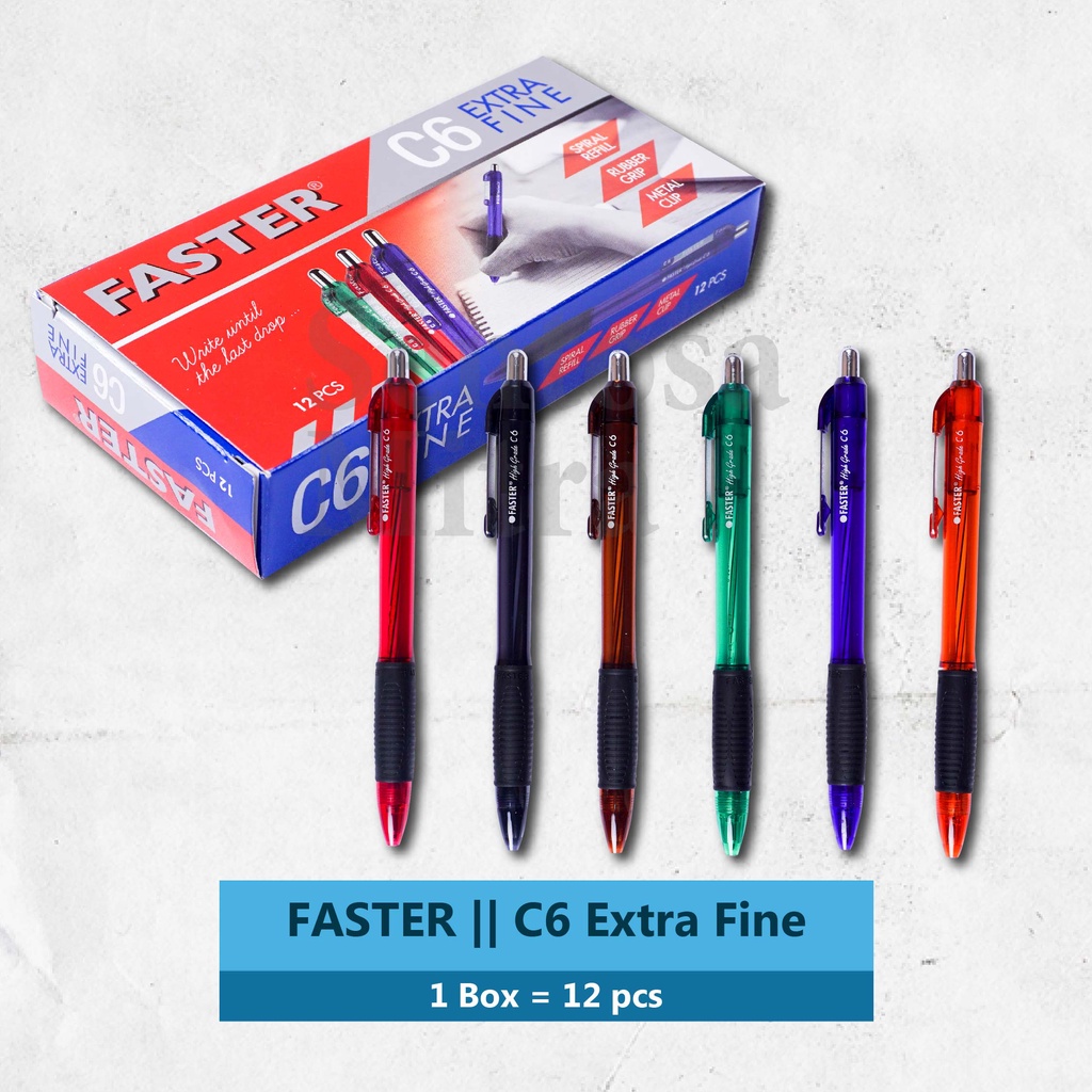 

Pulpen Faster C6 Extra Fine Tinta Hitam Bolpen Pena tulis murah