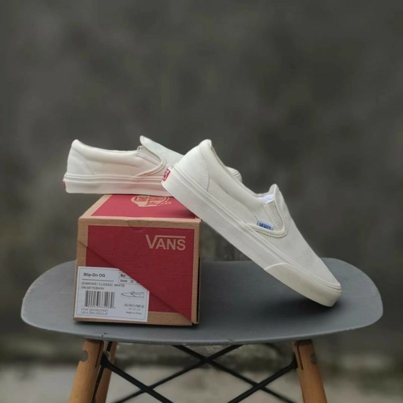 [BISA COD] Sepatu Slip On Full Cream Slip On Putih Polos Slip On Checkerboard Classic 36 - 43 Sepatu Slip On Santai Casual Pria Wanita