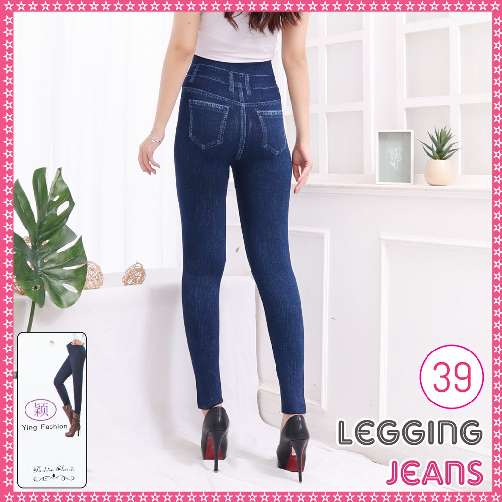 Legging Jeans # 39 / celana legging jeans import wanita / legging tebal wanita