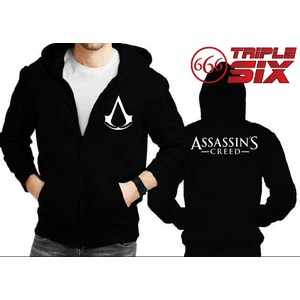Jaket Hoodie zipper - Assassin's Creed - Hitam