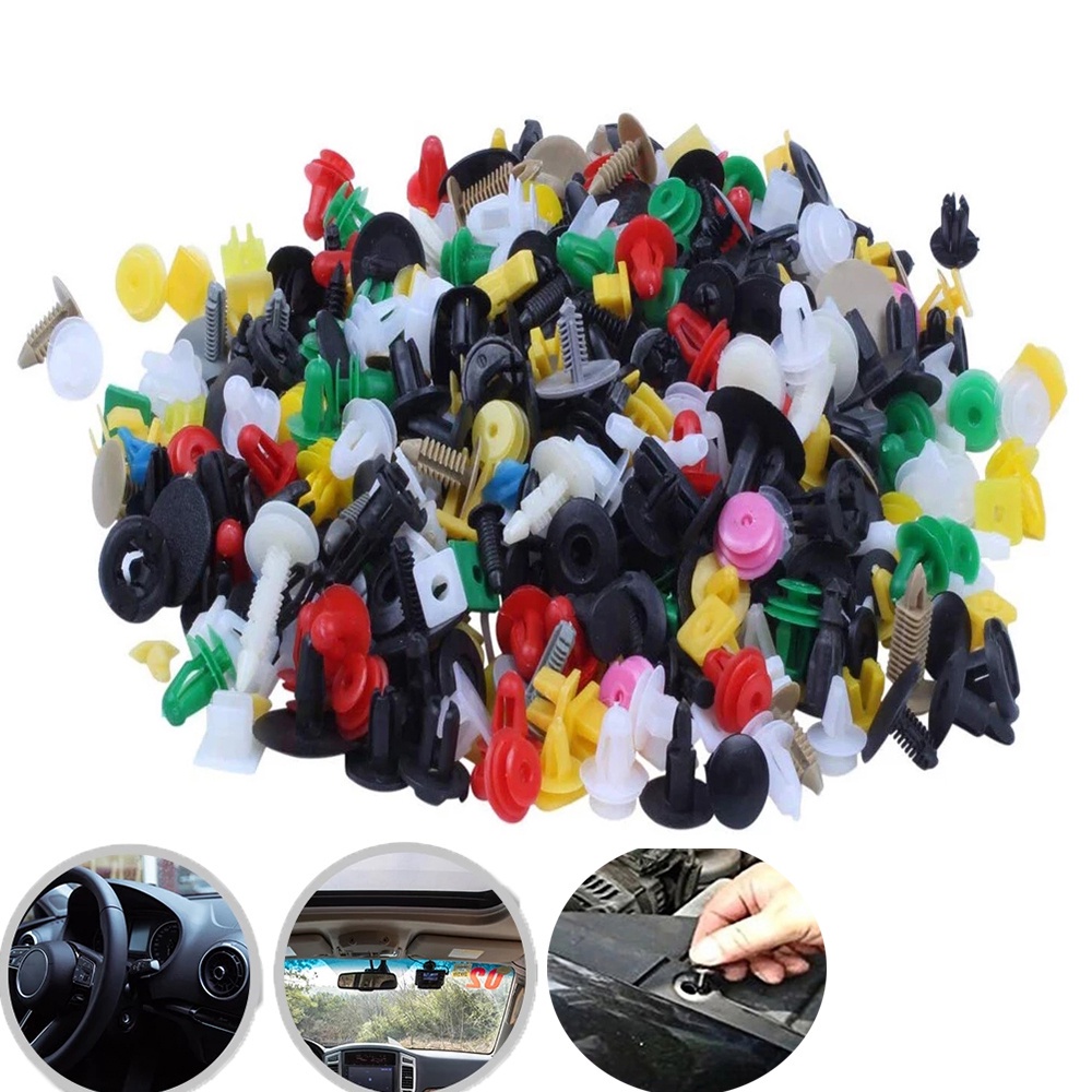 AUGUSTINA 50/100/200pcs Car Bumper Clips Vehicle Car Fastener Rivet Auto Fastener Door Panel Liner Universal Interior Accessories Plastic Mixed Color Retainer Clip