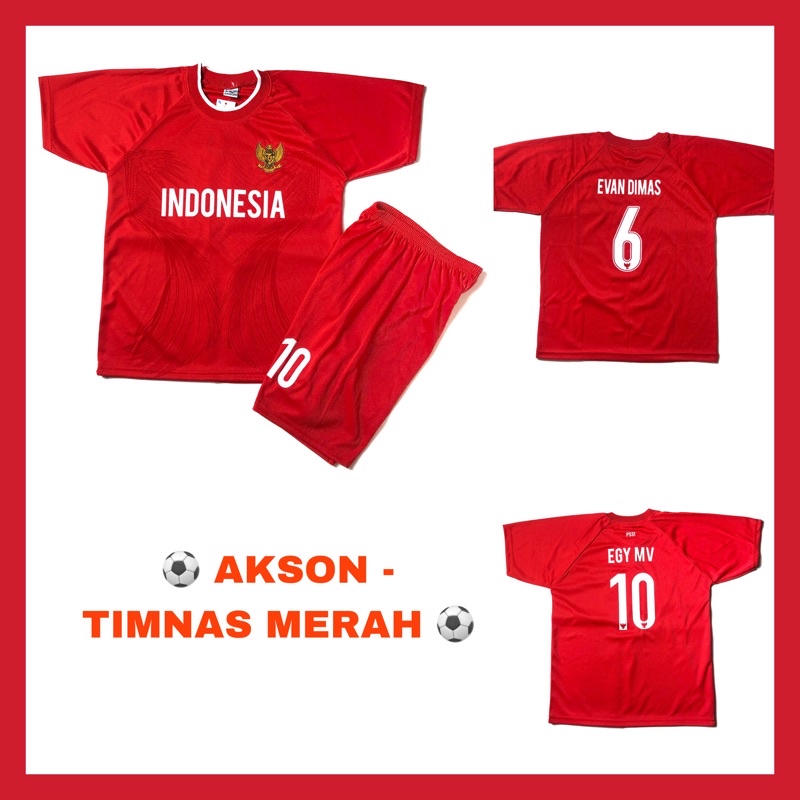 SETELAN BAJU BOLA ANAK LAKI LAKI 0-15 tahun / SETELAN TIM NAS / TIM NAS INDONESIA