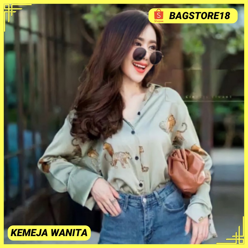 KEMEJA  WANITA OVERSIZE  ZARA MACAN TUTUL LOOK LIKE IMPORT PREMIUM WS5758