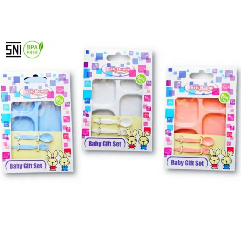 COD / BAYAR DIT4 LUSTY BUNNY Feeding Set LB1383 / Baby Gift Set Peralatan  Makan Mpasi Bayi dan Anak