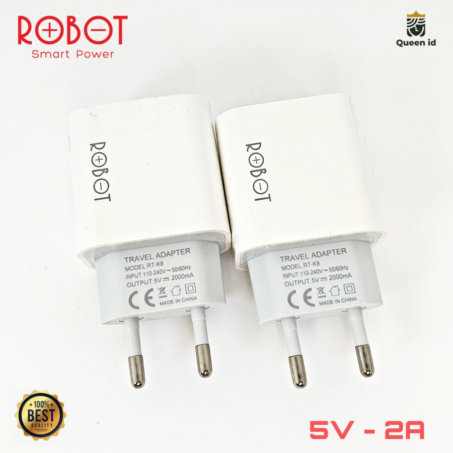 Robot RT-K8 Adaptor Charger 2A 10W Fast Charging Garansi Resmi 1 Tahun (isi 10)