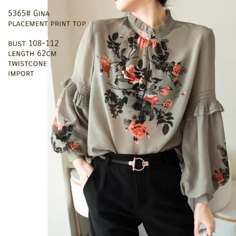 MDLV ~ 5365 GINA PLACEMENT PRINT TOP BLOUSE PREMIUM BLOUSE KOREA BLOUSE WANITA FASHION IMPORT