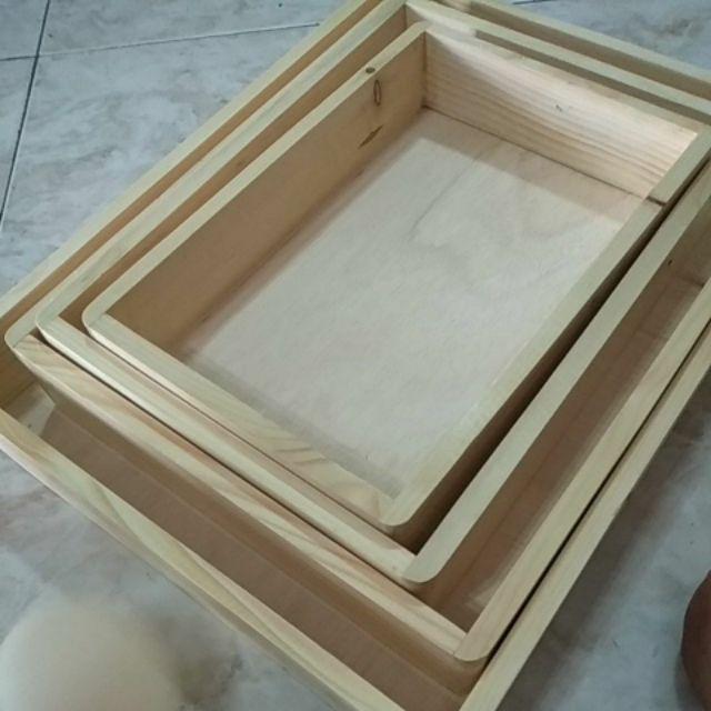 Kotak Hantaran Seserahan Mahar Kayu Rustic 1 Set Isi 4 Natural