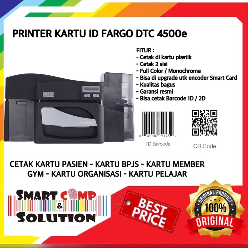 Printer ID Card Fargo DTC 4500e / Printer Kartu Single Side