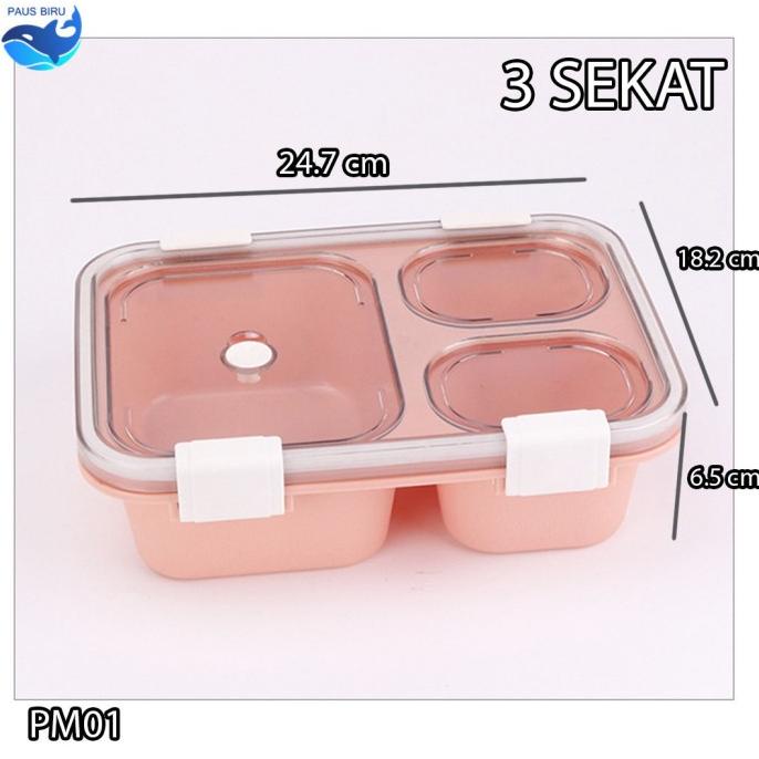 

Baru! Lunch Box Bersekat | Kotak Bekal | Anti Tumpah | Bpa-Free - Pm01 Pink | 3S