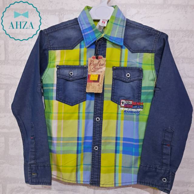 AHZA KEMEJA DENIM ANAK BORDIR LENGAN PANJANG REAL CW SIZE 3