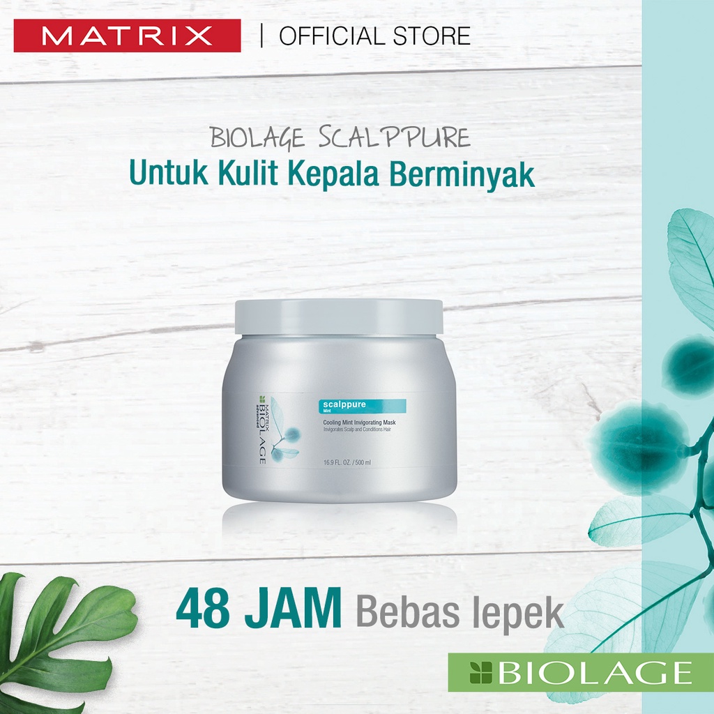 MATRIX Biolage Scalppure Cooling Mint Hair Mask - Masker Perawatan Pelembut Rambut Kulit Kepala Berminyak 500 ml