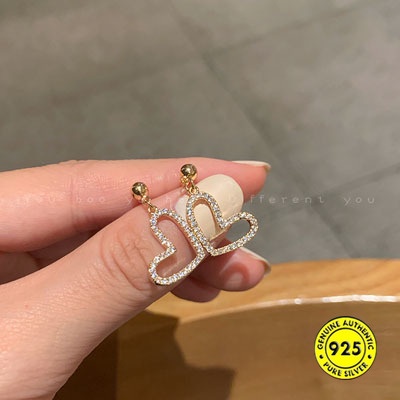 Anting Tusuk Lapis Emas 18K Bentuk Hati Anti Alergi / Karat Untuk Wanita