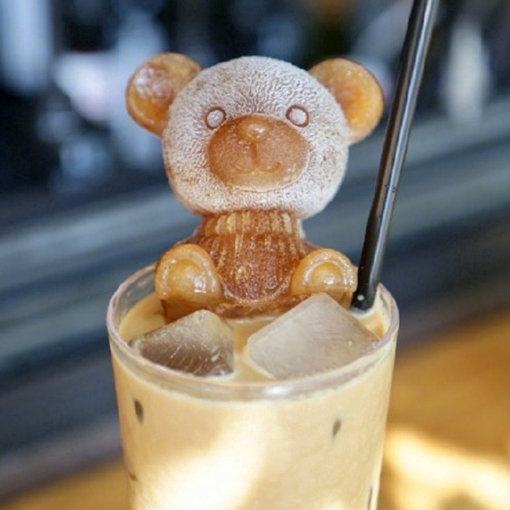 3D Bear Ice Cube Mold Silicone Cute Creative Coffee Milk Tea Ice Cube Mold