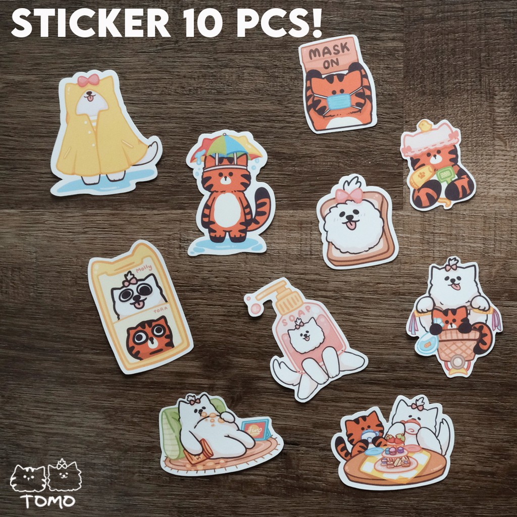 

[TOMO & FRIENDS] STICKER CAT DOG CUTE AESTETHIC LUCU/HP/LAPTOP/TUMBLR – DAILY LIFE VOL.001 (10 PCS)