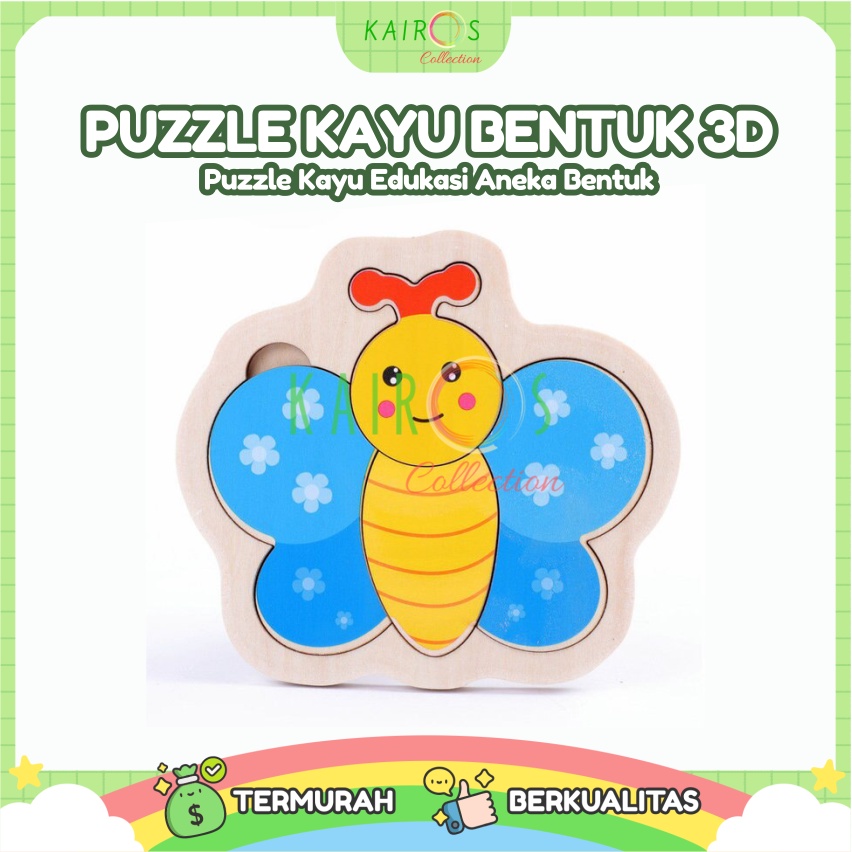 Puzzle Anak Belajar Edukasi Kayu Bentuk Aneka Karakter