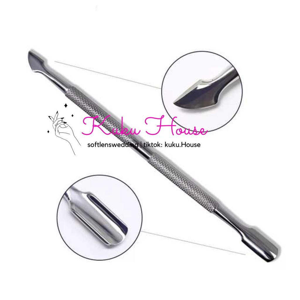 Stainless Steel Kutikula Nail Pusher Remover Pedicure Manicure  pendorong kutikula