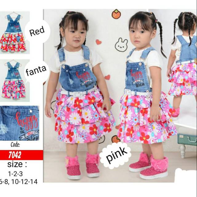 Overall anak |kombinasi katun susun