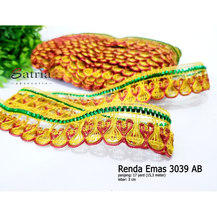 Renda Emas / Lace / Renda Emas 3039 AB lebar 3 cm ( 15,3 meter)