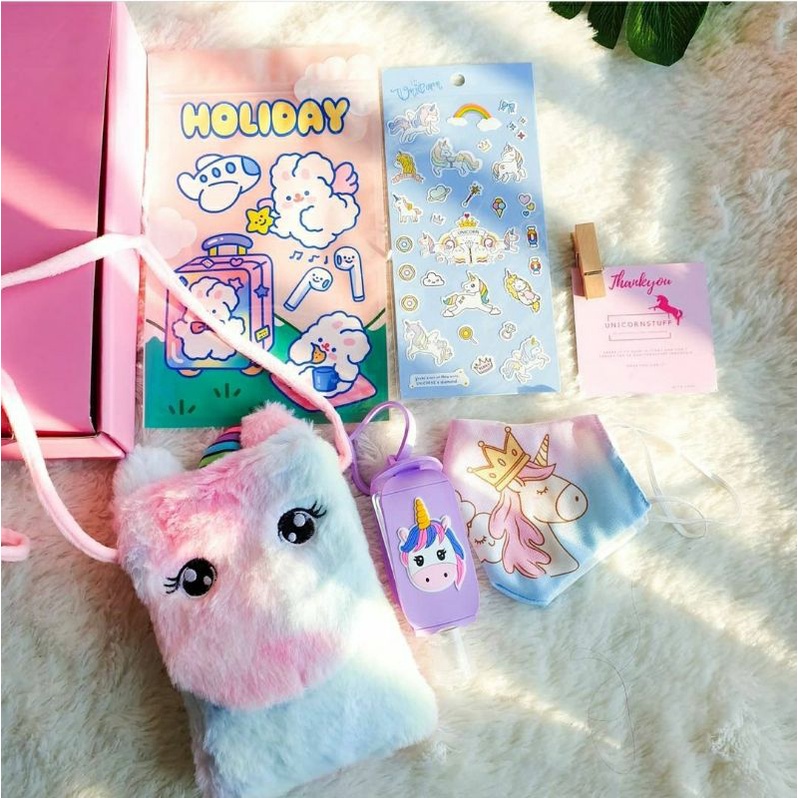 UNICORNSTUFF.INDONESIA Unicorn Pink Box Kado Ulang Tahun Anak Perempuan Tas Masker