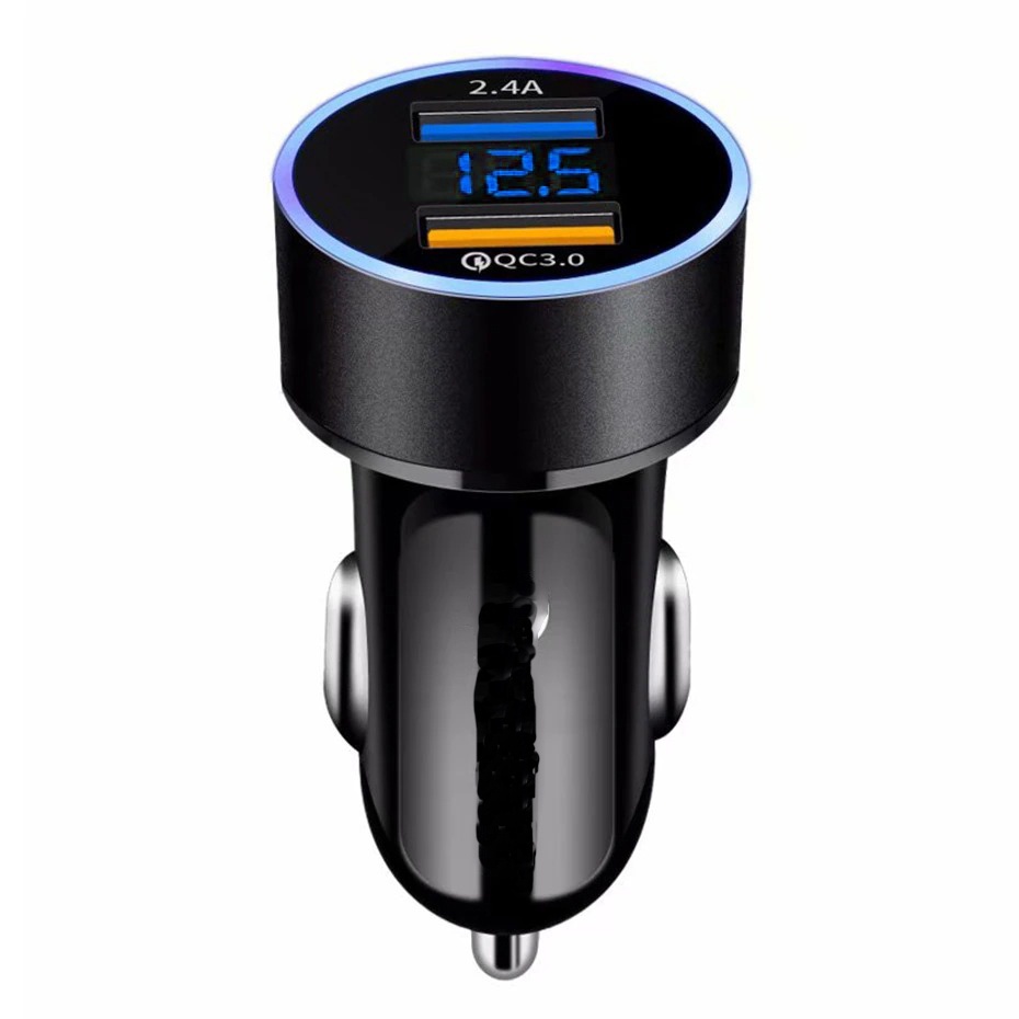 Car Charger Dual USB Port QC 3.0 2.4 A LCD Display