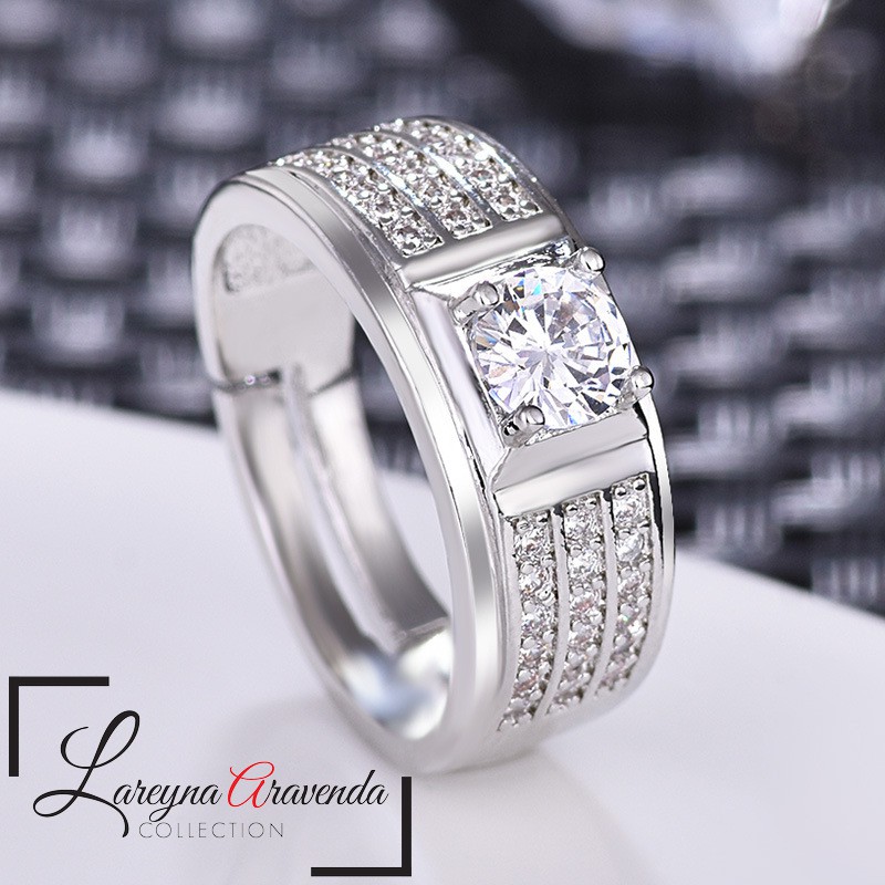 Cincin Titanium Pria Model Kristal Crystal Mewah CC019