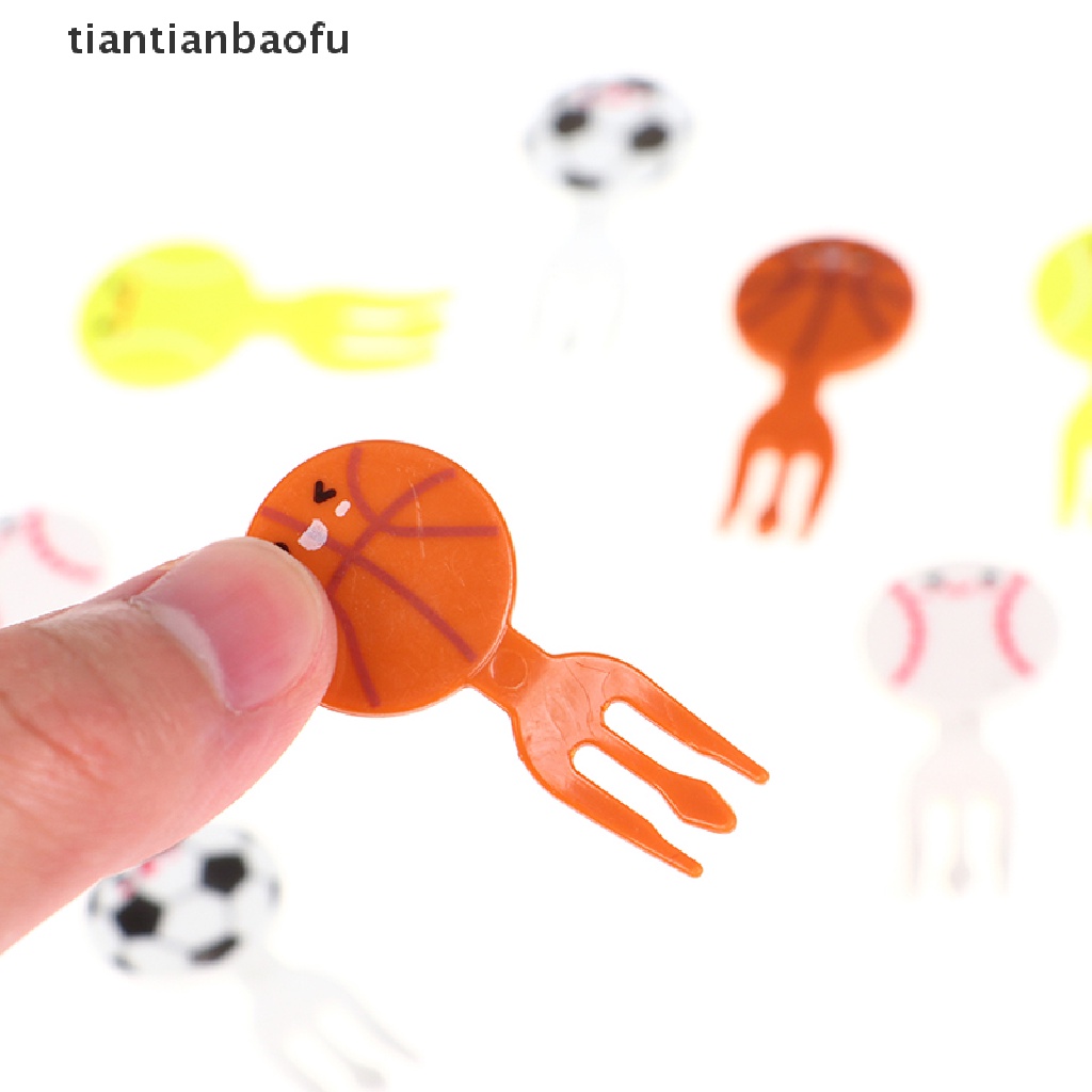 [tiantianbaofu] 8Pcs Mini Football Sport Fruit Fork Cartoon Snack Cake Dessert Food Toothpick Boutique