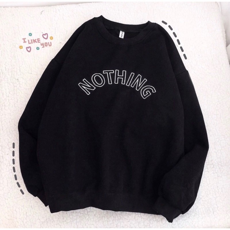 🅳🅵 Nothing - Korea Style | Sweater Basic Nothing | Sablon Plastisol Ink | Dhea Fashion