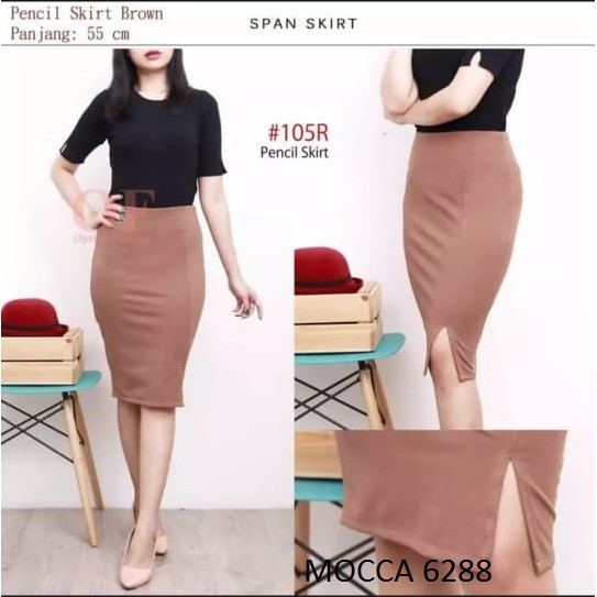 Rok  Pencil Skirt / Pensil Skirt / Rok Pensil / Rok Midi Wanita/ Sleting (Zipper) Belah Depan