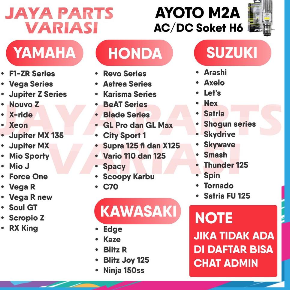[KODE PRODUK RKLNW5736] LAMPU DEPAN MOTOR LED SUPER TERANG AYOTO TYTO M2A Matic Bebek Beat Vario H6 