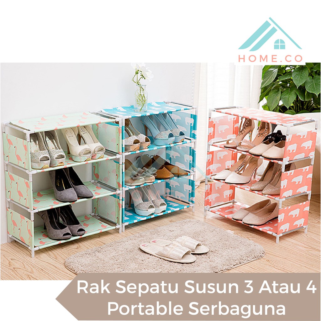  RAK  SEPATU  4 SUSUN PORTABLE  RAK  SEPATU  3 SUSUN MOTIF 