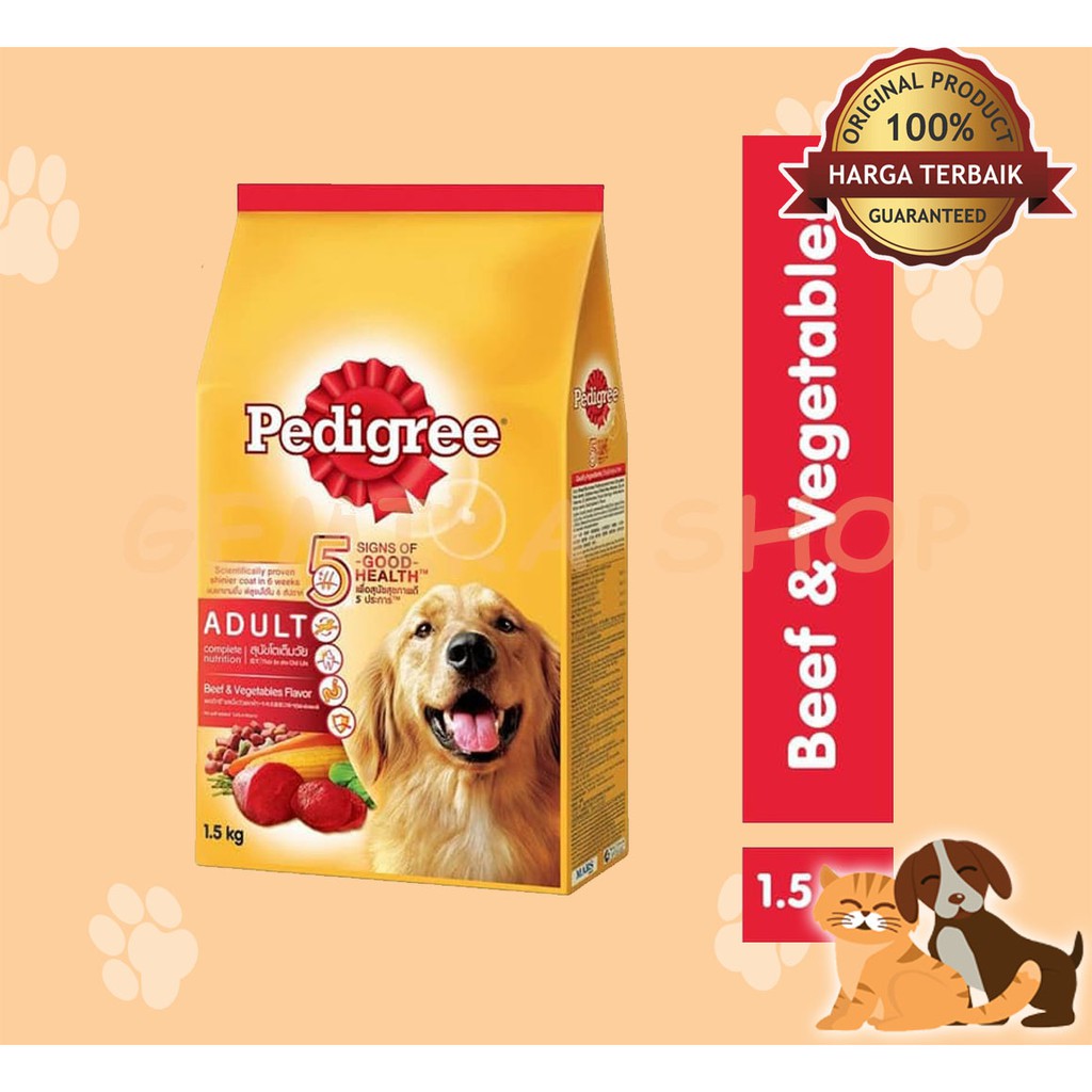 PEDIGREE ADULT BEEF / CHICKEN / LAMB  1.5 KG Makanan Anjing