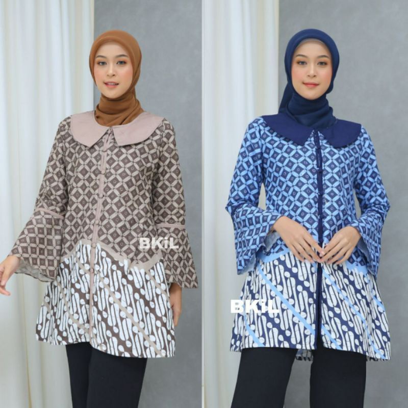 Batik Alina Baju Batik Wanita Modern Atasan Batik Kerja Wanita Tunik Batik Kantor Seragam Batik M L XL XXL