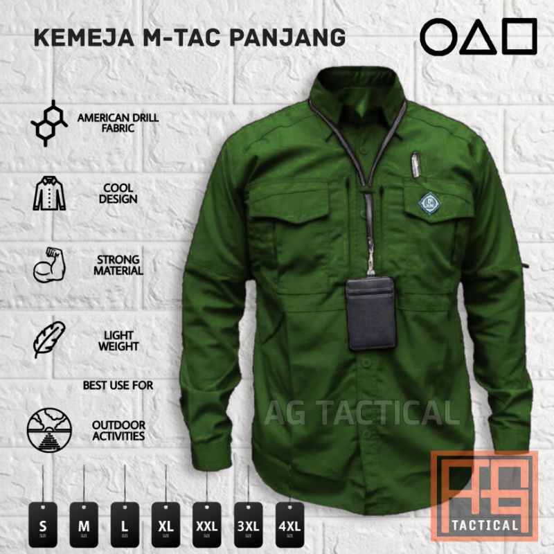 Kemeja Tactical Kemeja Free Gantungan ID Card Hem Atasan Kemeja Pria