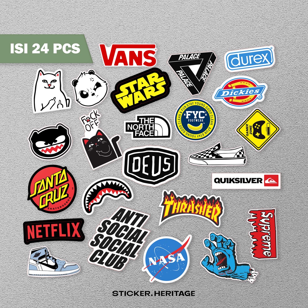 24pcs Stiker Sticker Aesthetic logo brand nasa netflix untuk laptop case tumbler stiker laptop