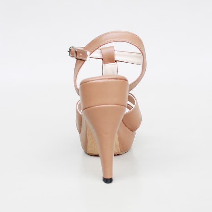 {BEST SALE} PUMP SHOES TOE HIGH HEELS T-STRAP CAMEL