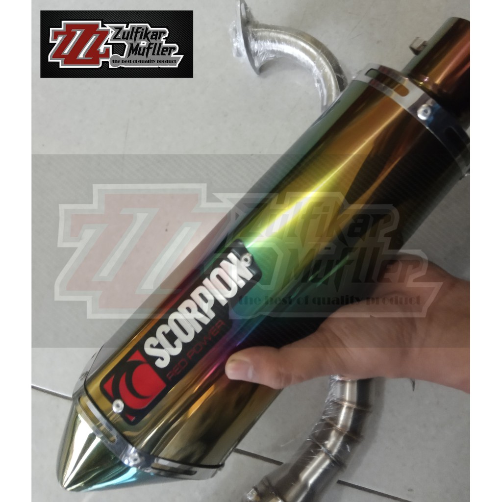 knalpot racing scorpion pelangi untuk aerox, nmax, lexi, mio,  adv, pcx, vario, beat, scoopy